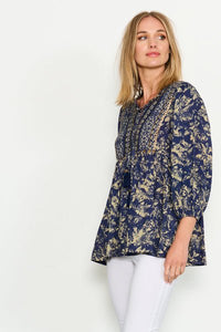 HOLMES AND FALLON_PLACEMENT BEADS BLOUSE PRINT _ PLACEMENT BEADS BLOUSE PRINT _ Ebony Boutique NZ
