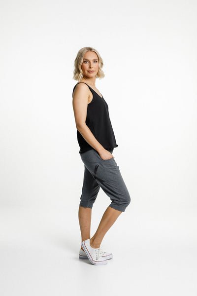 HOME LEE_3/4 APARTMENT PANTS CHARCOAL WITH MATTE BLACK X _ HOME LEE_3/4 APARTMENT PANTS CHARCOAL WITH MATTE BLACK X _ _ Ebony Boutique NZ _ Ebony Boutique NZ