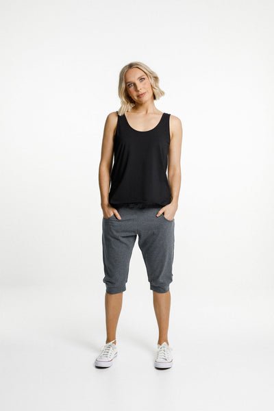 HOME LEE_3/4 APARTMENT PANTS CHARCOAL WITH MATTE BLACK X _ HOME LEE_3/4 APARTMENT PANTS CHARCOAL WITH MATTE BLACK X _ _ Ebony Boutique NZ _ Ebony Boutique NZ