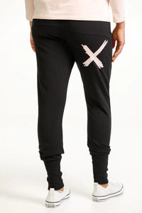 HOME-LEE_APARTMENT PANTS BLACK WITH PEACH X _ APARTMENT PANTS BLACK WITH PEACH X _ Ebony Boutique NZ