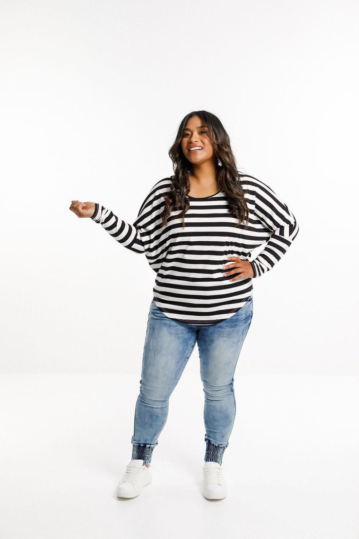 HOME LEE_BATWING TEE BLACK AND WHITE STRIPES _ BATWING TEE BLACK AND WHITE STRIPES _ Ebony Boutique NZ