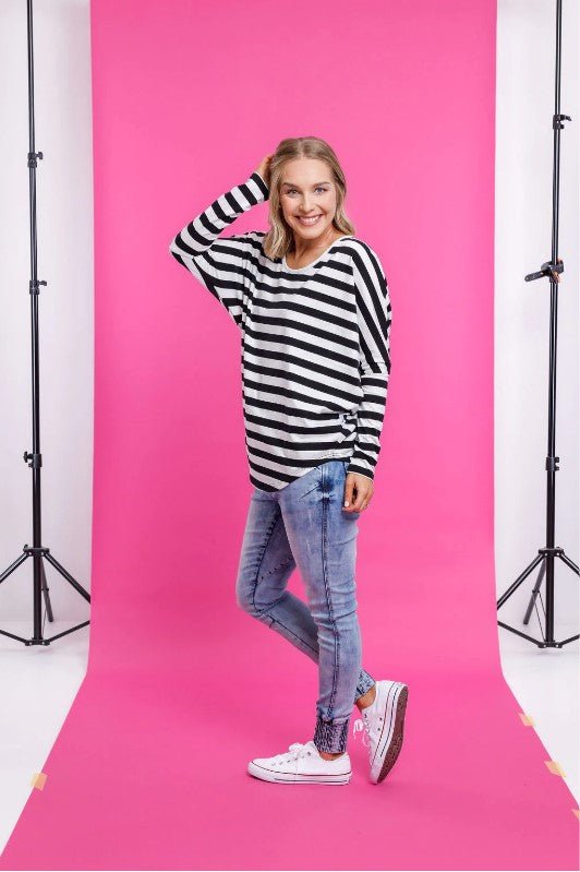 HOME LEE_BATWING TEE BLACK AND WHITE STRIPES _ BATWING TEE BLACK AND WHITE STRIPES _ Ebony Boutique NZ