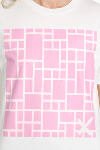 HOME-LEE_CHRIS TEE WHITE WITH PINK BLOOM PRINT PANEL _ CHRIS TEE WHITE WITH PINK BLOOM PRINT PANEL _ Ebony Boutique NZ
