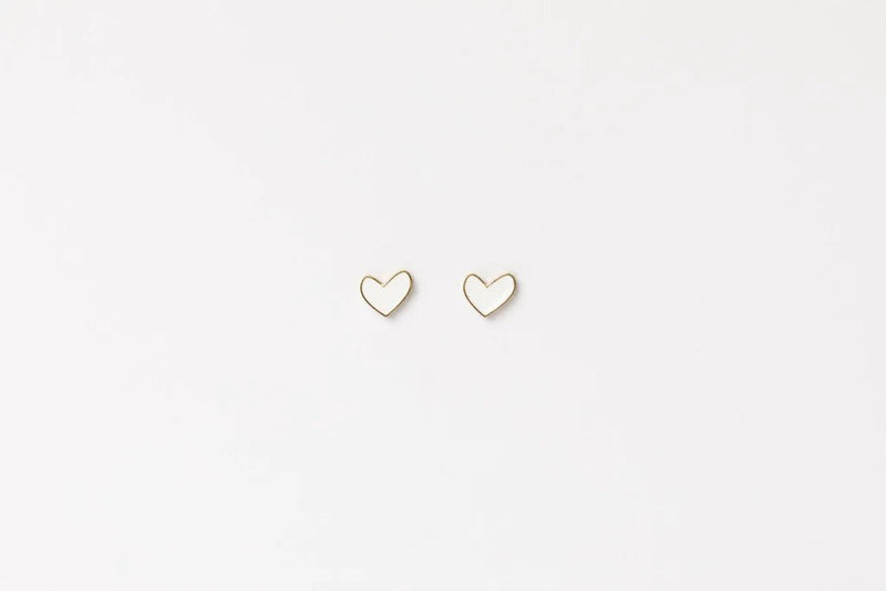 HOME LEE_HEART STUD EARRINGS WHITE _ HEART STUD EARRINGS WHITE _ Ebony Boutique NZ