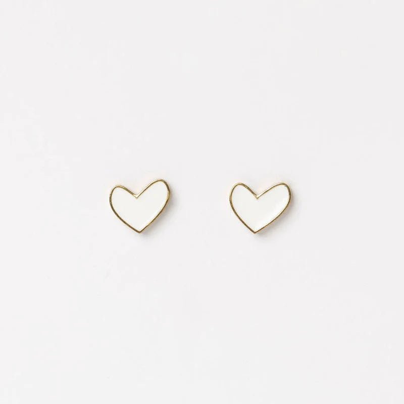 HOME LEE_HEART STUD EARRINGS WHITE _ HEART STUD EARRINGS WHITE _ Ebony Boutique NZ