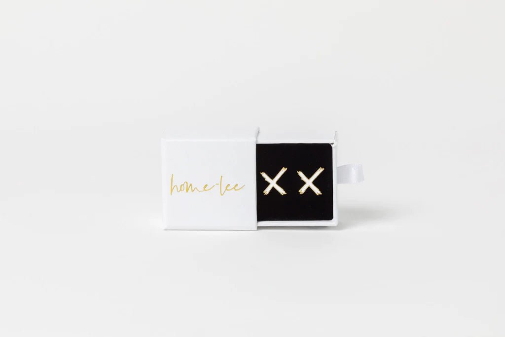 HOME LEE_X STUD EARRINGS WHITE _ X STUD EARRINGS WHITE _ Ebony Boutique NZ