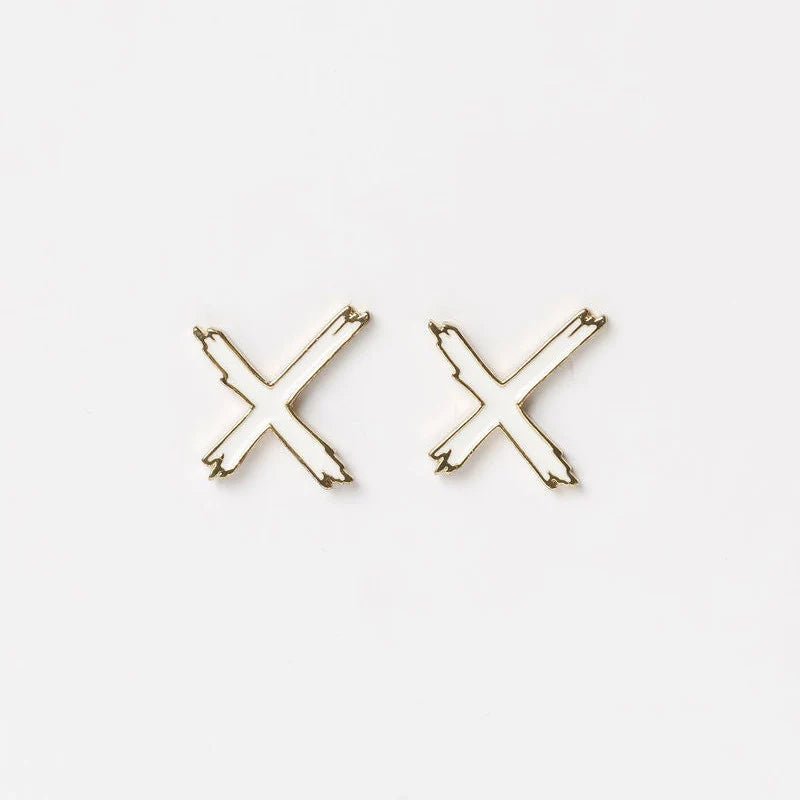 HOME LEE_X STUD EARRINGS WHITE _ X STUD EARRINGS WHITE _ Ebony Boutique NZ