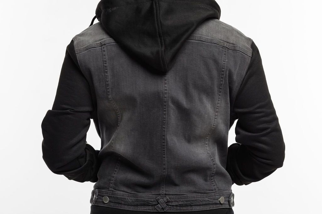 Denim jacket black on sale hoodie