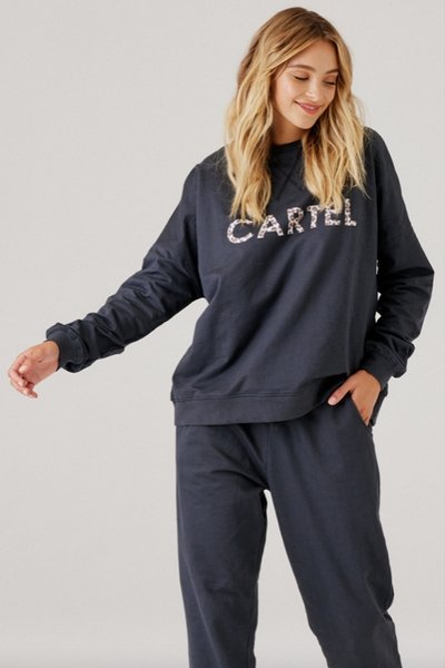 CARTEL AND WILLOW_IZZY SWEATER CHARCOAL _ _ Ebony Boutique NZ