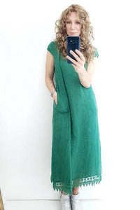 HELGA MAY_JACKIE MAXI LACE EDGE DRESS BRIGHT GREEN _ _ Ebony Boutique NZ