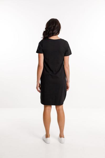 HOME-LEE_JANE DRESS BLACK WITH LILAC SORBET X OUTLINE ON SLEEVE _ _ Ebony Boutique NZ