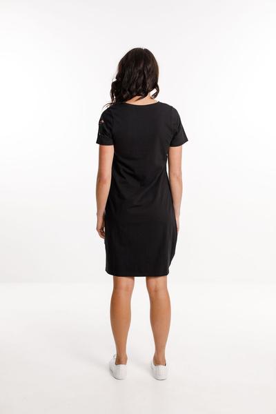 HOME-LEE_JANE DRESS BLACK WITH PEACH SORBET X OUTLINE ON SLEEVE _ _ Ebony Boutique NZ