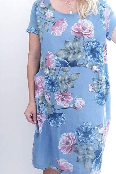 HELGA MAY_JUNGLE DRESS BIG BLOSSOM PETROL _ _ Ebony Boutique NZ