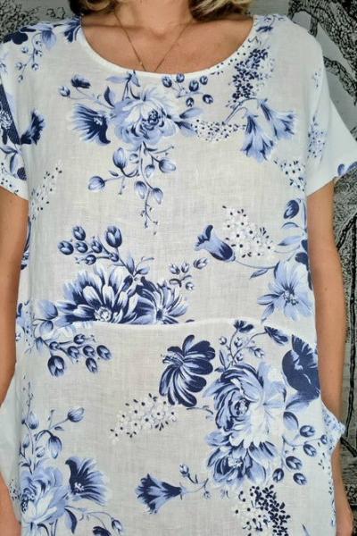 HELGA MAY_JUNGLE DRESS BLUE BLOSSOM WHITE _ _ Ebony Boutique NZ