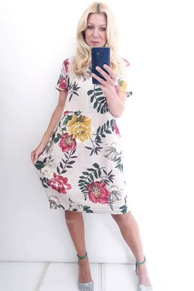 HELGA MAY_JUNGLE DRESS FERN ROSE BEIGE _ _ Ebony Boutique NZ