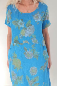 HELGA MAY_JUNGLE DRESS GENTLE ROSE TURQUOISE _ _ Ebony Boutique NZ