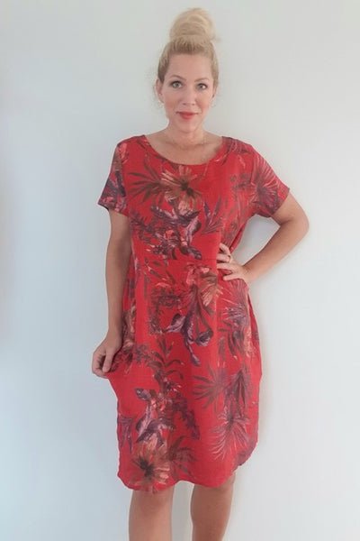 HELGA MAY_JUNGLE DRESS PALM RED _ _ Ebony Boutique NZ
