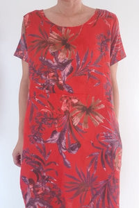 HELGA MAY_JUNGLE DRESS PALM RED _ _ Ebony Boutique NZ