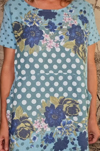 HELGA MAY_JUNGLE DRESS POLKA DOT MEDLEY AQUA BLUE _ _ Ebony Boutique NZ
