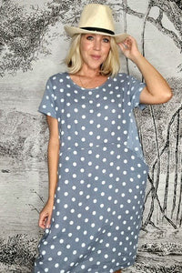 HELGA MAY_JUNGLE DRESS POLKA DOT PETROL _ _ Ebony Boutique NZ