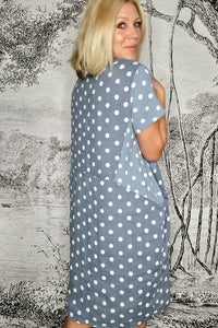 HELGA MAY_JUNGLE DRESS POLKA DOT PETROL _ _ Ebony Boutique NZ