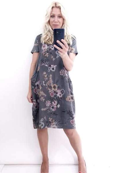 HELGA MAY_JUNGLE DRESS POTPOURRI CHARCOAL _ _ Ebony Boutique NZ