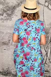 HELGA MAY_JUNGLE DRESS ROSE KISSED AQUA BLUE _ _ Ebony Boutique NZ