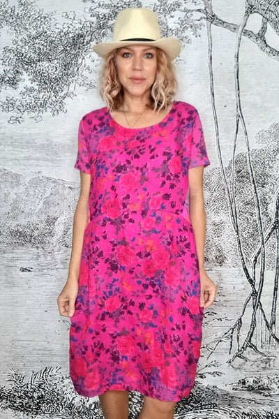 HELGA MAY_JUNGLE DRESS ROSE KISSED HOT PINK _ _ Ebony Boutique NZ