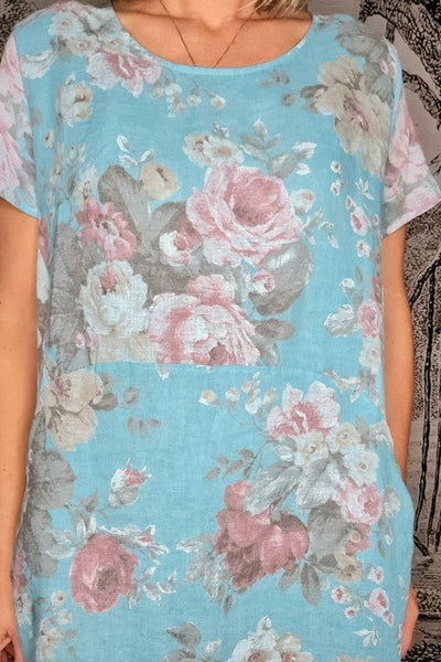 HELGA MAY_JUNGLE DRESS SCARLETT ROSE AQUA BLUE _ _ Ebony Boutique NZ