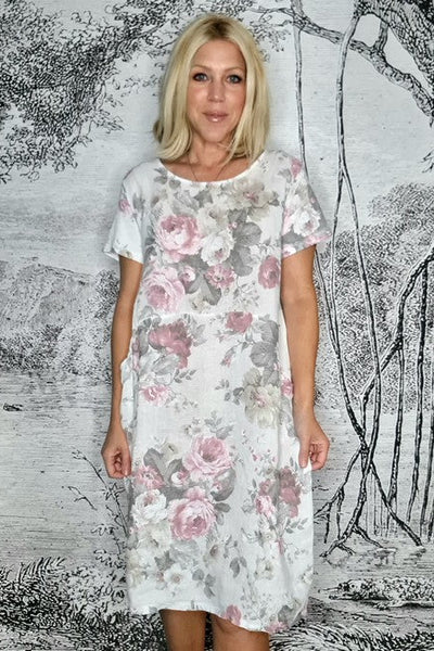 HELGA MAY_JUNGLE DRESS SCARLETT ROSE WHITE _ _ Ebony Boutique NZ