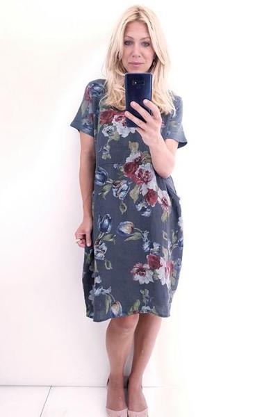 HELGA MAY_JUNGLE DRESS TULIP LINE CHARCOAL _ _ Ebony Boutique NZ