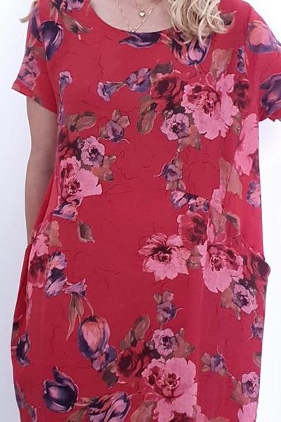 HELGA MAY_JUNGLE DRESS TULIP LINE RED _ _ Ebony Boutique NZ
