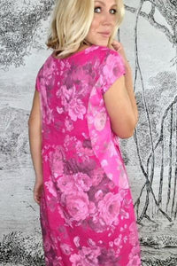 HELGA MAY_KENNEDY DRESS LINEN SCARLETT ROSE HOT PINK _ _ Ebony Boutique NZ
