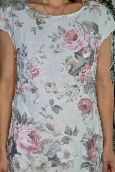 HELGA MAY_KENNEDY DRESS LINEN SCARLETT ROSE WHITE _ _ Ebony Boutique NZ