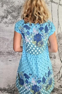 HELGA MAY_KENNEDY DRESS POLKA DOT MEDLEY AQUA BLUE _ _ Ebony Boutique NZ