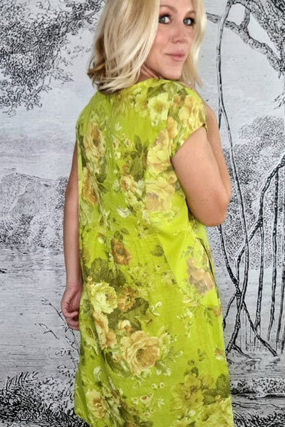 HELGA MAY_KENNEDY DRESS SCARLETT ROSE BRIGHT LIME _ _ Ebony Boutique NZ