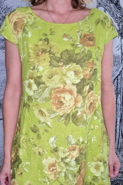 HELGA MAY_KENNEDY DRESS SCARLETT ROSE BRIGHT LIME _ _ Ebony Boutique NZ