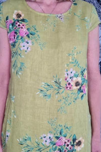 HELGA MAY_KENNEDY DRESS WILDFLOWER ANTIQUE LIME _ _ Ebony Boutique NZ