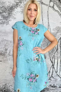 HELGA MAY_KENNEDY DRESS WILDFLOWER AQUA BLUE _ _ Ebony Boutique NZ
