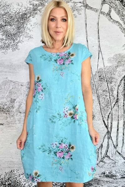 HELGA MAY_KENNEDY DRESS WILDFLOWER AQUA BLUE _ _ Ebony Boutique NZ
