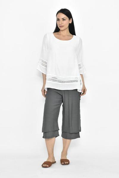 LA MODE_LA MODE SIDE BUTTON BEACH PANT 3/4 _ _ Ebony Boutique NZ