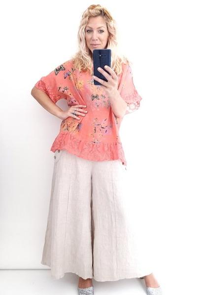 HELGA MAY_LACE TUNIC HOT CORAL BUTTERFLY _ _ Ebony Boutique NZ