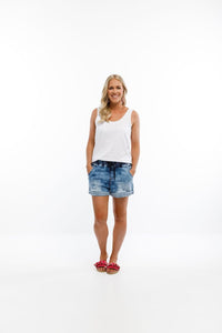 HOME-LEE_LAGOON DENIM CUT OFFS SNOW WASH _ _ Ebony Boutique NZ