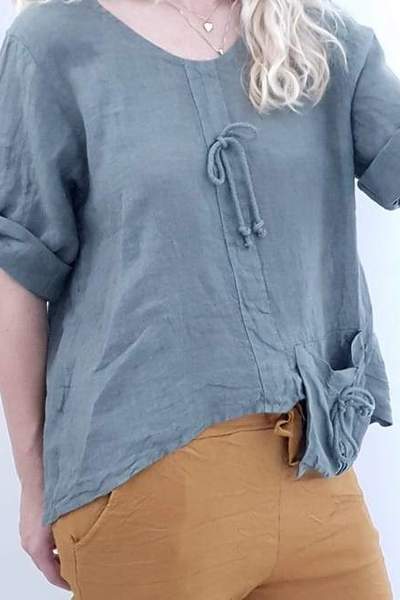 HELGA MAY_LINEN ROPE TOP FOREST _ _ Ebony Boutique NZ