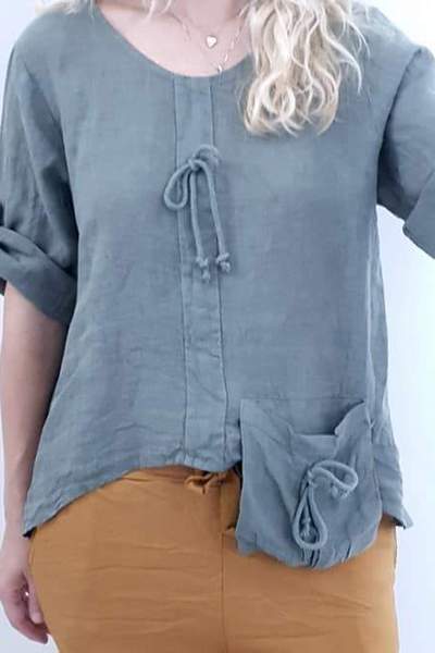 HELGA MAY_LINEN ROPE TOP FOREST _ _ Ebony Boutique NZ