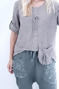 HELGA MAY_LINEN ROPE TOP MOCHA _ _ Ebony Boutique NZ