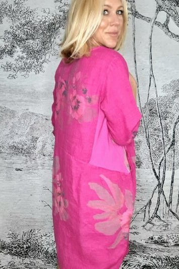 HELGA MAY_LONG SLEEVE JUNGLE DRESS BELLA ROSE HOT PINK _ _ Ebony Boutique NZ