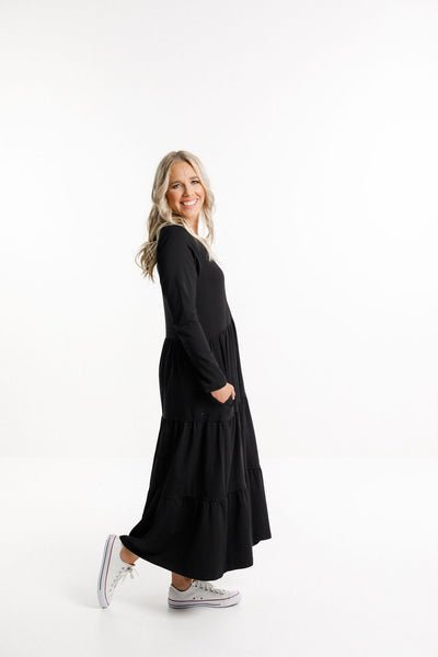 HOME-LEE_LONG SLEEVE KENDALL DRESS BLACK _ _ Ebony Boutique NZ