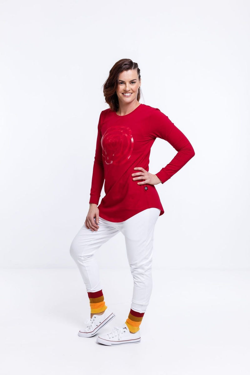 HOME-LEE_LONG SLEEVE TEE CHILLI PEPPER WITH TONAL ROSE _ _ Ebony Boutique NZ