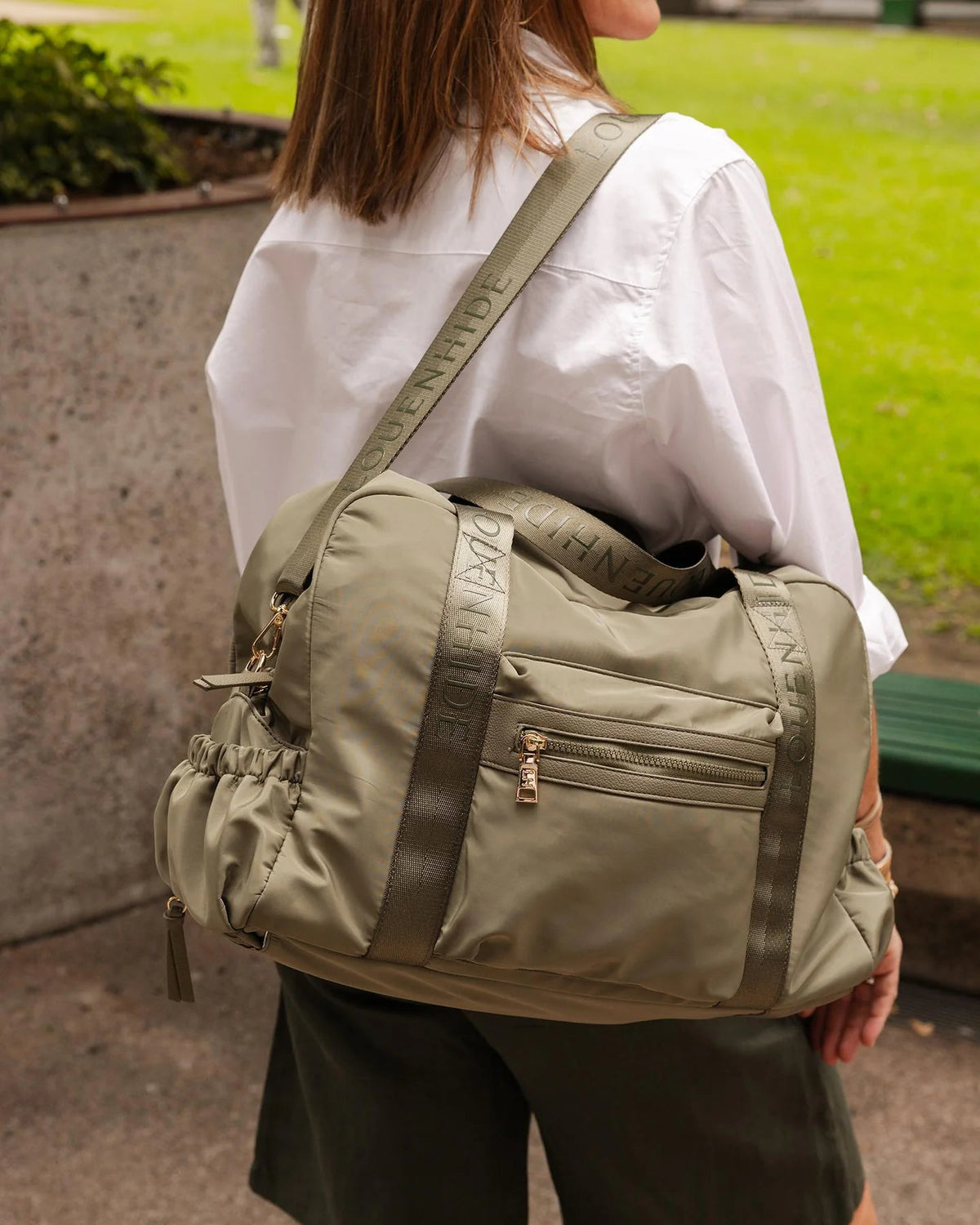 LOUENHIDE_JENN NYLON TRAVEL BAG KHAKI _ JENN NYLON TRAVEL BAG KHAKI _ Ebony Boutique NZ